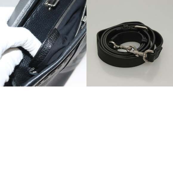 FENDI Celeria Hand Bag Leather Black Silver - Picture 13 of 13
